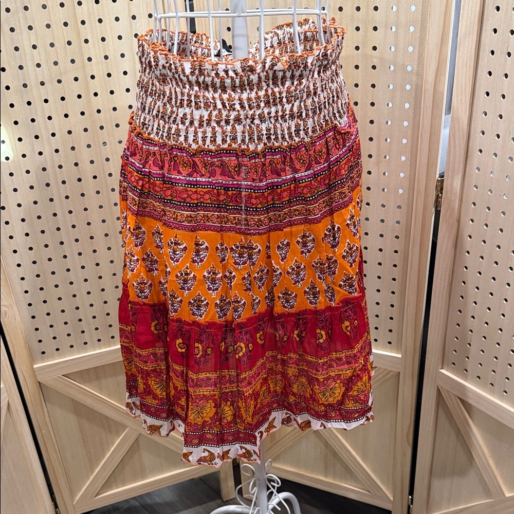 Chaudry KC -Bohemian Orange and Red Skirt NEW
